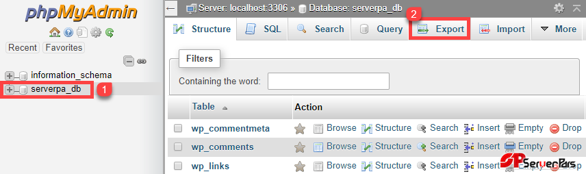 بکاپ گیری و بازگردانی دیتابیس با استفاده از phpmyadmin بکاپ گیری و بازگردانی دیتابیس با استفاده از phpmyadmin