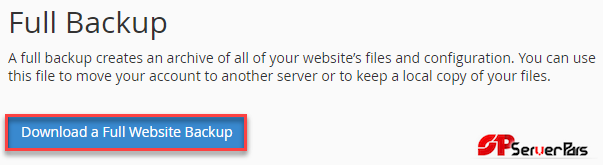 تهیه نسخه پشتیبان کامل از Cpanel