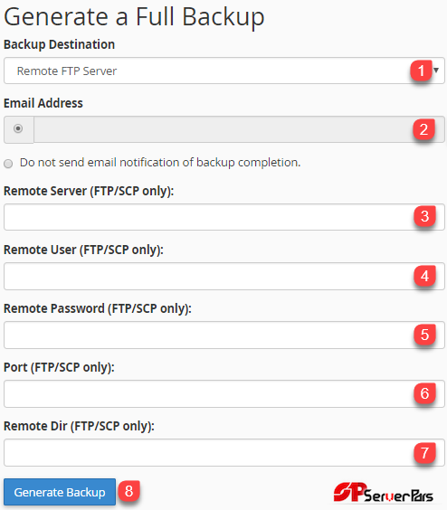 تهیه نسخه پشتیبان کامل از Cpanel